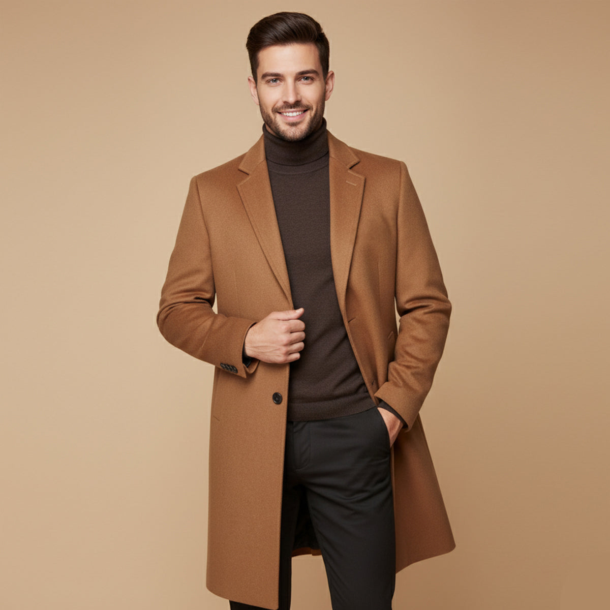 Classic Men's Long Wool Winter Coat