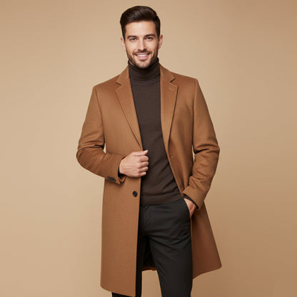 Classic Men's Long Wool Winter Coat