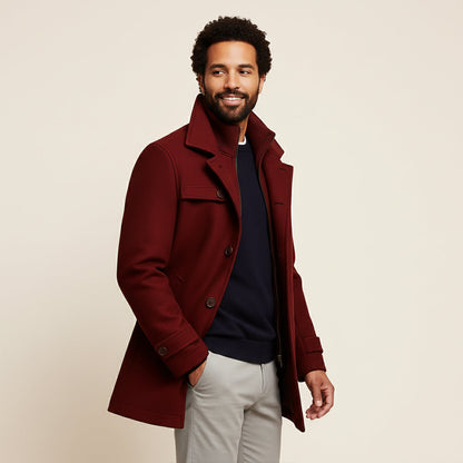 Waterproof Men's Long Coat with Adjustable Sleeves