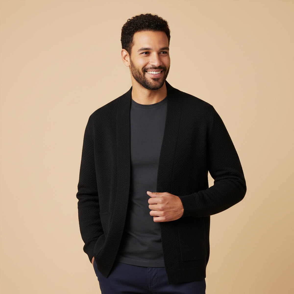 Cozy Men's Open Front Cardigan Sweater
