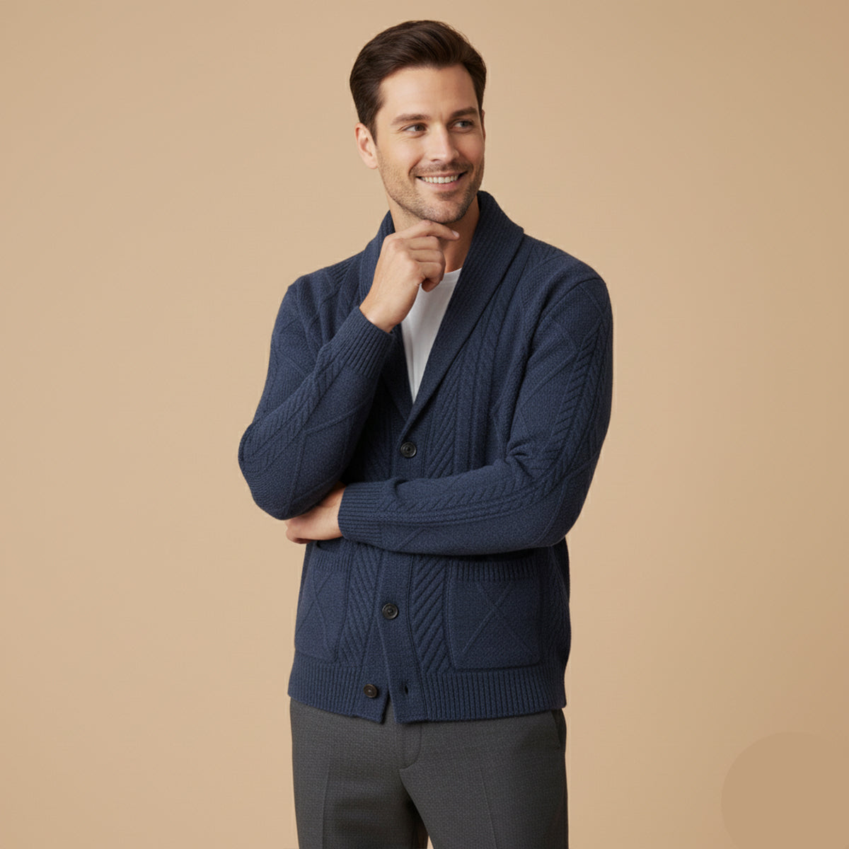 Premium Men's Soft Cashmere Button Sweater