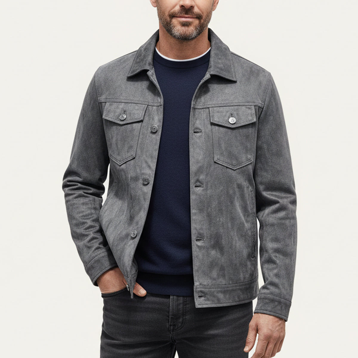Classic Leather Cargo Coat for Men - Durable Everyday Wear