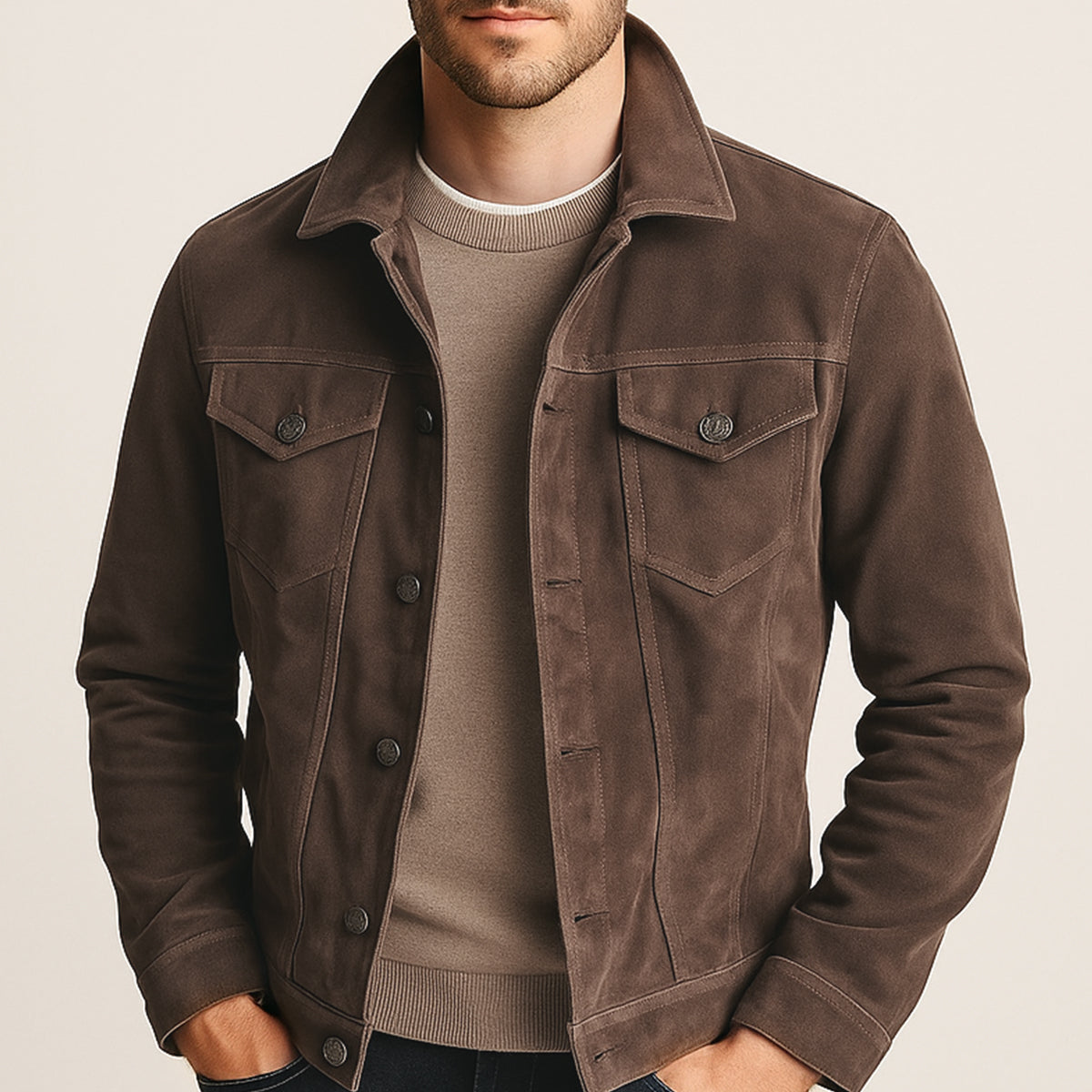 Classic Leather Cargo Coat for Men - Durable Everyday Wear