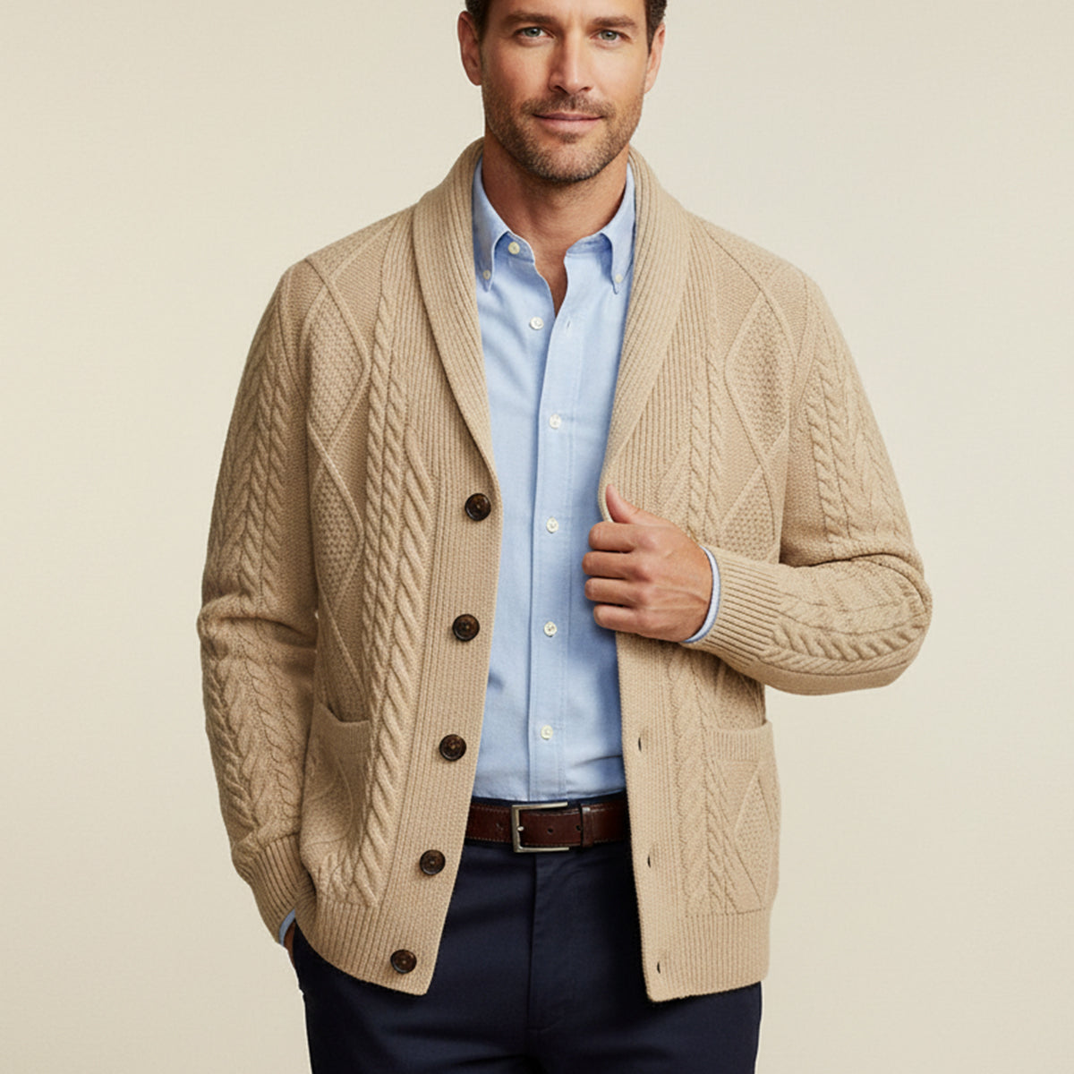 Luxurious Pure Cashmere Men's Cardigan Sweater