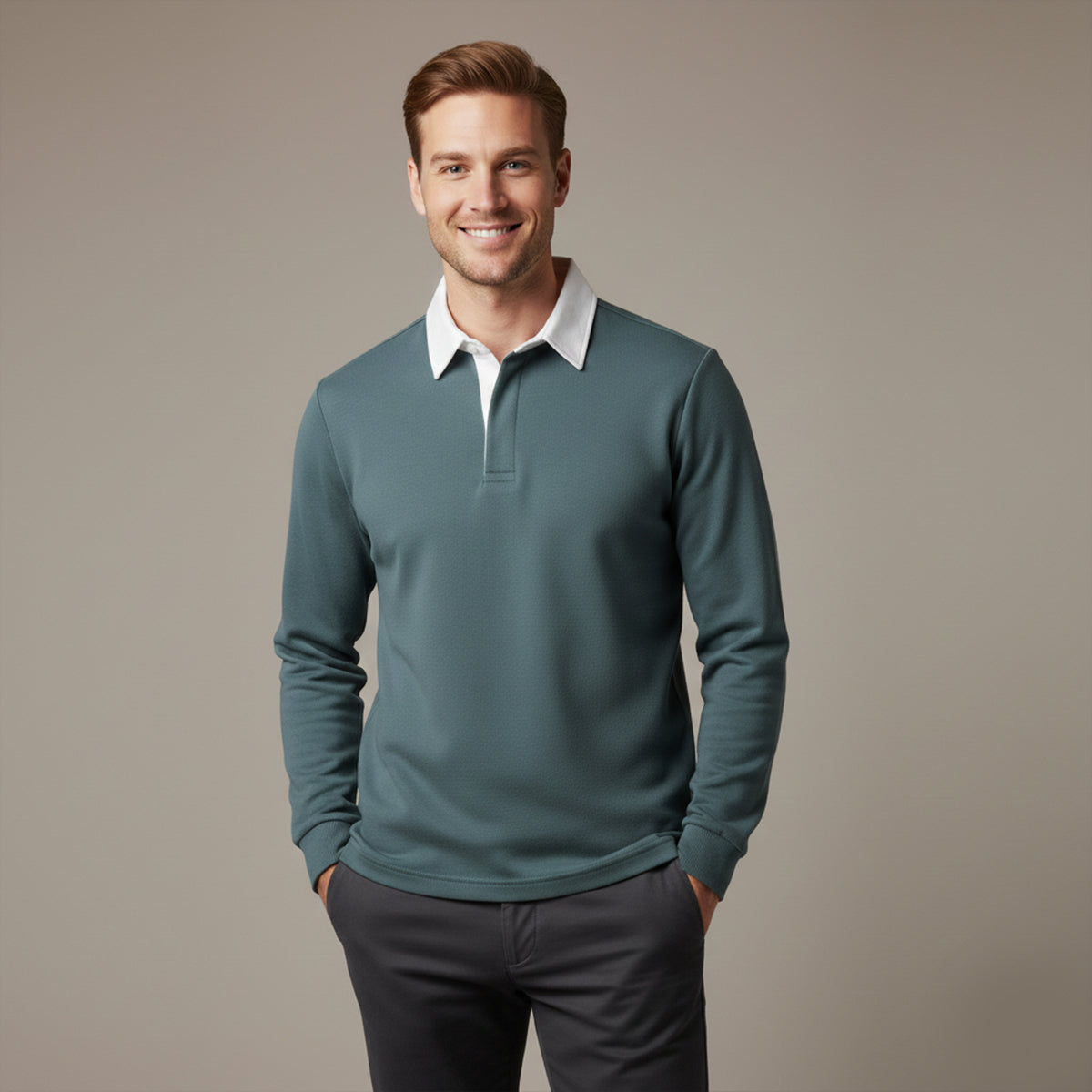 Traditional Fit Mens Long Sleeve Polo Shirt
