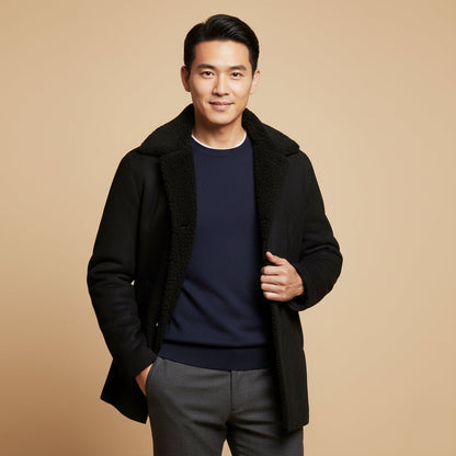 Warm Sheepskin Mens Classic Parka Coat