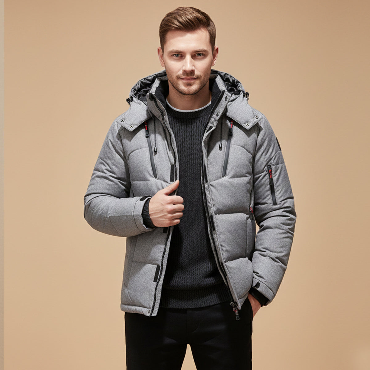Warm Waterproof Men's Winter Parka Jacket with Hood