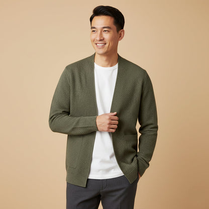 Cozy Men's Open Front Cardigan Sweater
