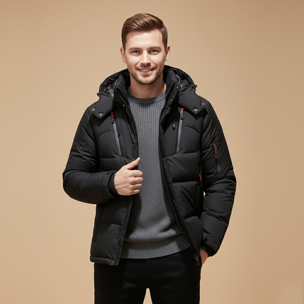 Warm Waterproof Men's Winter Parka Jacket with Hood