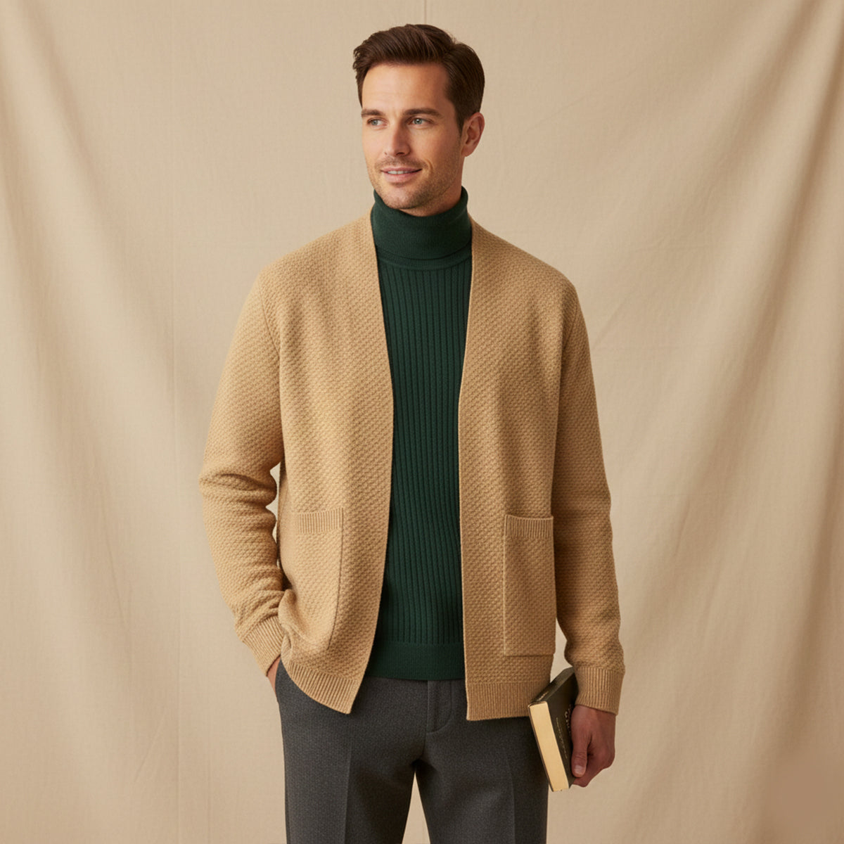Cozy Men's Open Front Cardigan Sweater