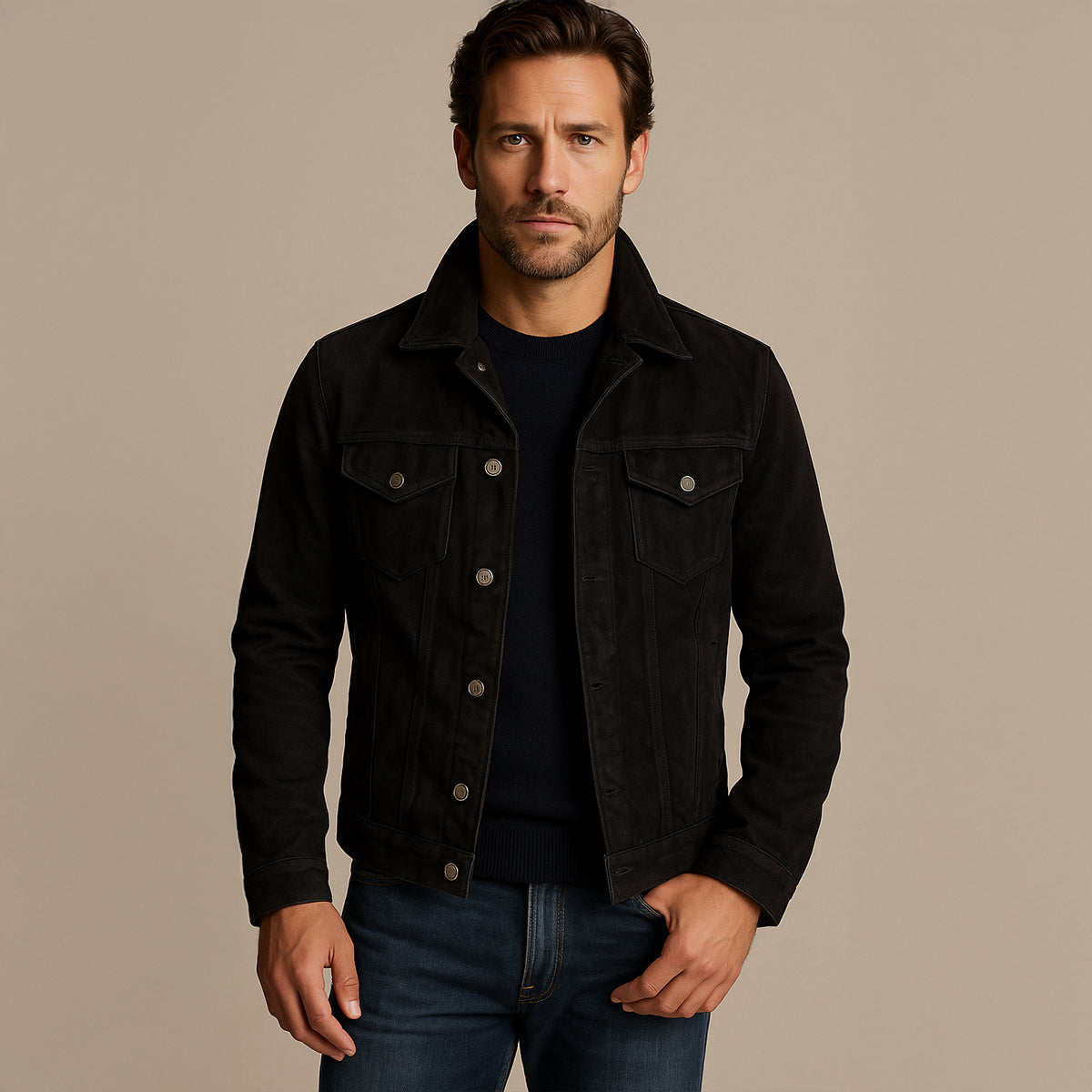 Classic Leather Cargo Coat for Men - Durable Everyday Wear