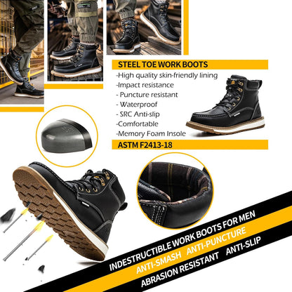 Sturdy Waterproof Work Boots for Men - Timothy-Black-6.5-Nora Luxe