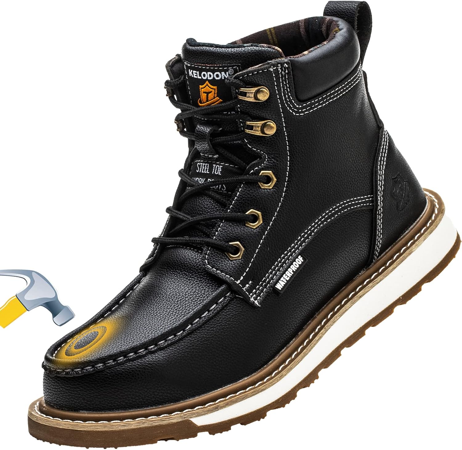 Sturdy Waterproof Work Boots for Men - Timothy-Black-6.5-Nora Luxe