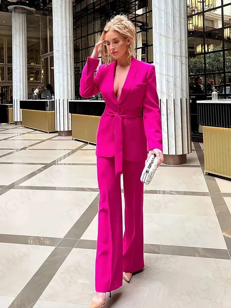Stylish 2-Piece Women's Suit - Lena-Pink-XS-Nora Luxe