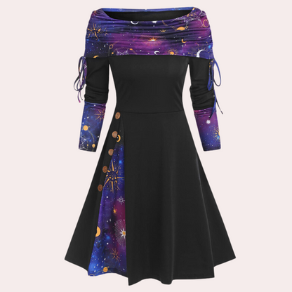 Fashionable Fit and Flare Printed Dress - Pexav