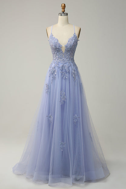 Stylish A-Line Evening Dress - Emilia-Light purple-0-Nora Luxe