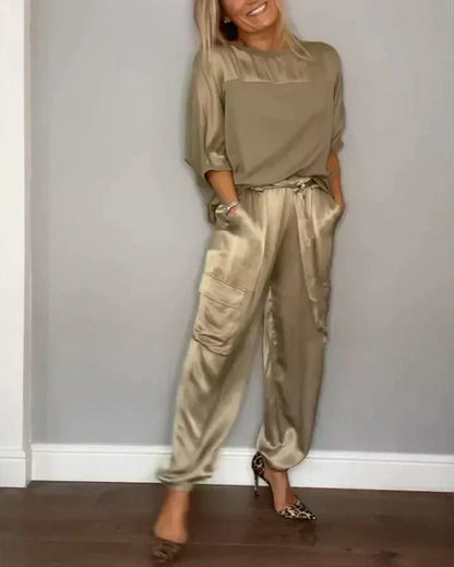 Elegant Satin Jumpsuit for Women Evening Wear - Pexav