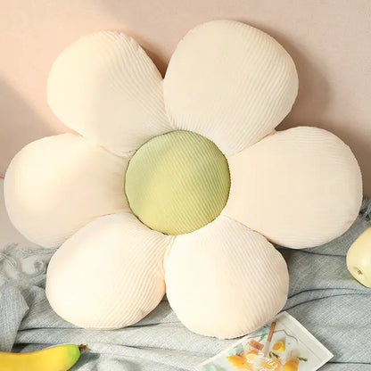 Stylish and Comfortable Flower-Shaped Cushion - Floral Bliss-Green-White 2-21.65 in-Nora Luxe