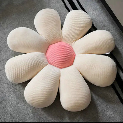 Stylish and Comfortable Flower-Shaped Cushion - Floral Bliss-White-Pink 2-21.65 in-Nora Luxe