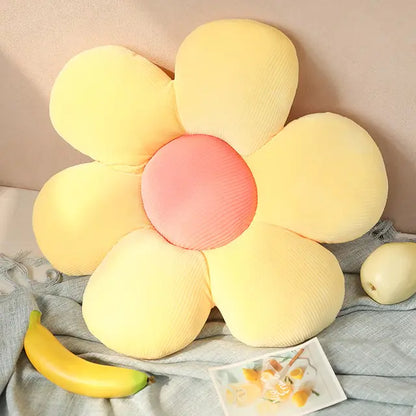 Stylish and Comfortable Flower-Shaped Cushion - Floral Bliss-Yellow-Pink 2-17.72 in-Nora Luxe