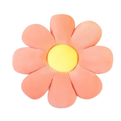 Stylish and Comfortable Flower-Shaped Cushion - Floral Bliss-Yellow-Pink-21.65 in-Nora Luxe