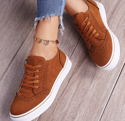 Stylish and Comfortable Women's Sneakers - LunaWalk-Brown-3.5-Nora Luxe