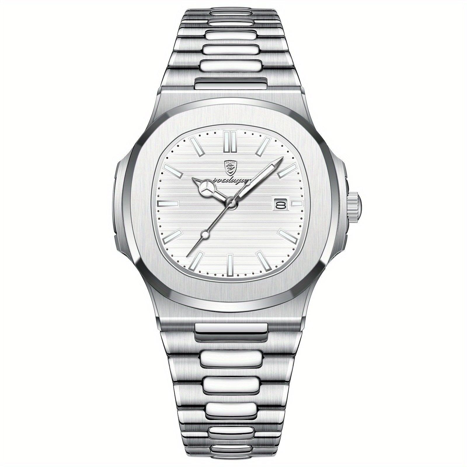 Stylish and Sustainable Men's Wristwatch - ValorLuxe-Silver / White-Nora Luxe
