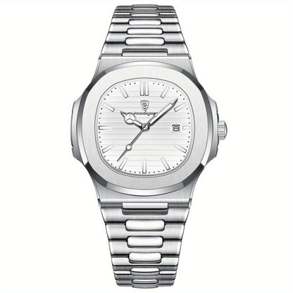 Stylish and Sustainable Men's Wristwatch - ValorLuxe-Silver / White-Nora Luxe