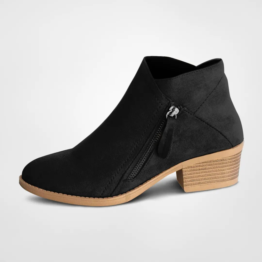 Fashionable Low Heel Zip Boots - Pexav