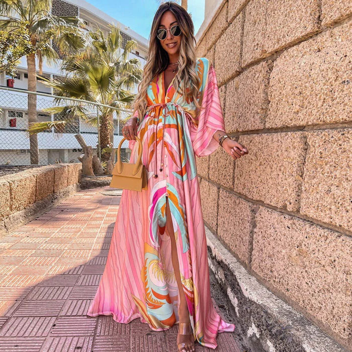 Colorful Summer Print Maxi Dress for Women - Pexav