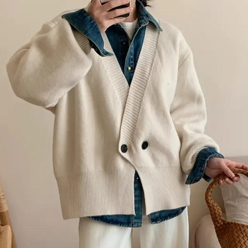 Warm Cream Knit Sweater for Ladies - Pexav