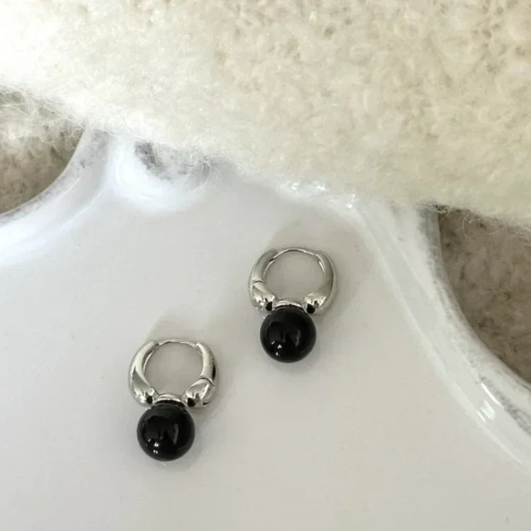 Elegant Dark Gemstone Drop Earrings - Pexav