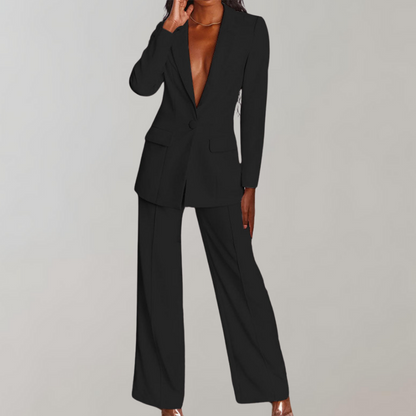 Stylish Blazer and Trouser Set - Elena-Black-S-Nora Luxe