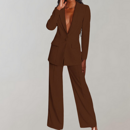 Stylish Blazer and Trouser Set - Elena-Yellow-S-Nora Luxe
