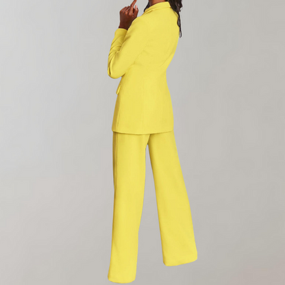 Stylish Blazer and Trouser Set - Elena-Yellow-S-Nora Luxe