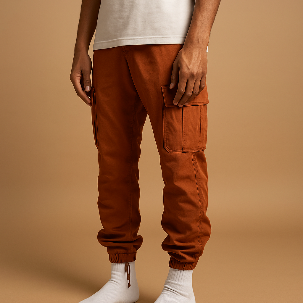 Men’s stylish cargo pants with regular fit and multiple pockets, ideal for work, casual wear, and everyday comfort.