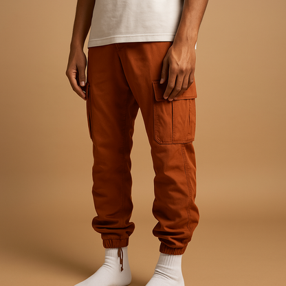 Men’s stylish cargo pants with regular fit and multiple pockets, ideal for work, casual wear, and everyday comfort.