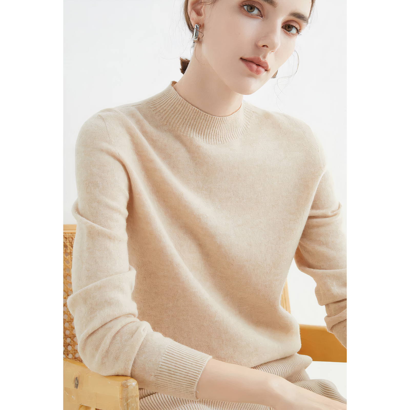 Stylish Cashmere Sweater - Marlena-Beige-S-Nora Luxe