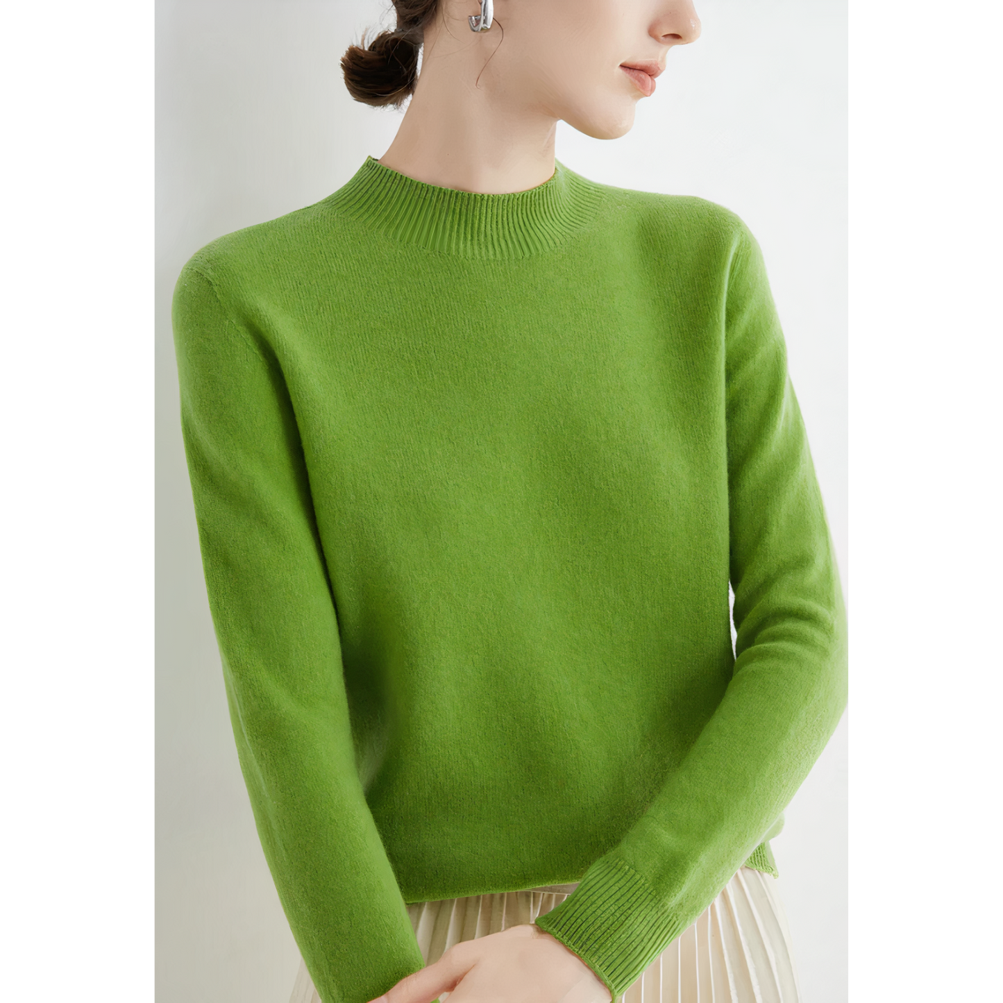 Stylish Cashmere Sweater - Marlena-Light green-S-Nora Luxe