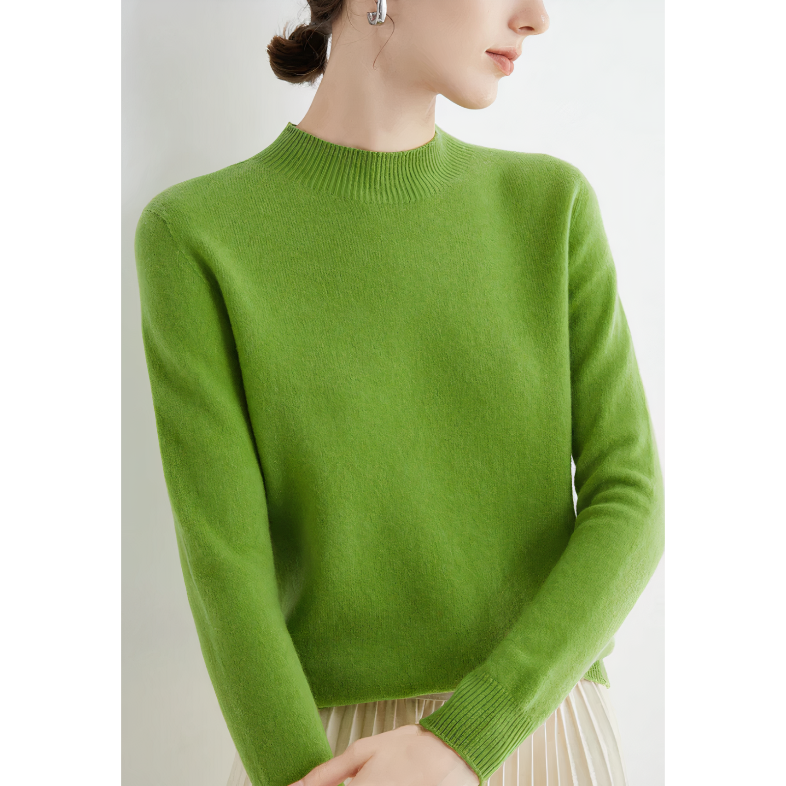 Stylish Cashmere Sweater - Marlena-Light green-S-Nora Luxe