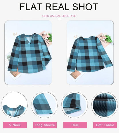 Stylish Casual Checked Ladies' Blouse - Lara-Black-S-Nora Luxe