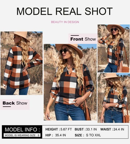 Stylish Casual Checked Ladies' Blouse - Lara-Black-S-Nora Luxe