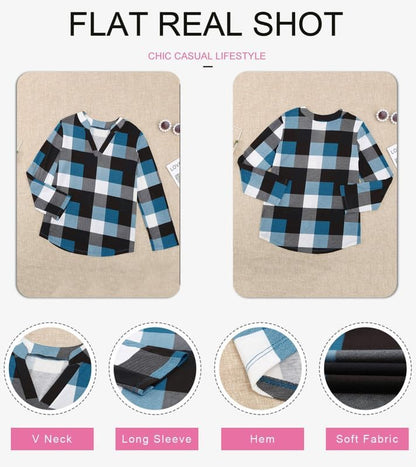 Stylish Casual Checked Ladies' Blouse - Lara-Black-S-Nora Luxe