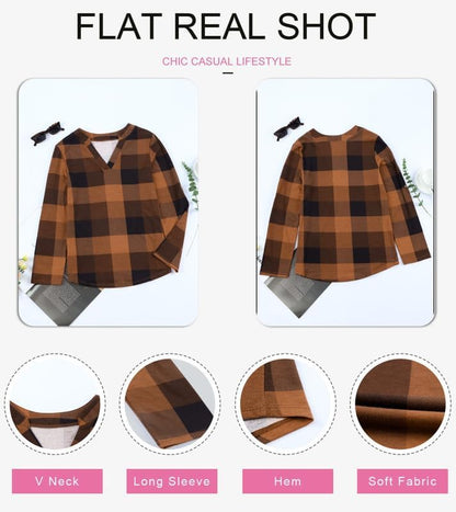 Stylish Casual Checked Ladies' Blouse - Lara-Black-S-Nora Luxe