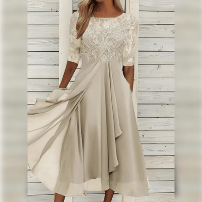 Stylish Comfortable Dress - Olivia-Beige-S-Nora Luxe