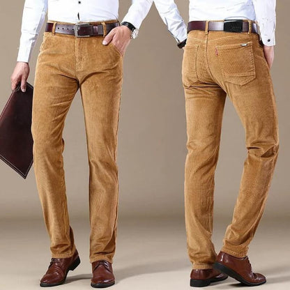 Stylish Corduroy Men's Trousers - Kenny-Khaki-28-Nora Luxe