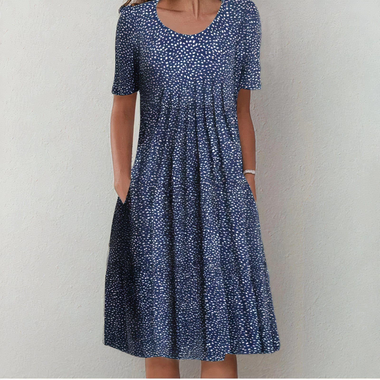 Stylish cotton dress for ladies - Lena-Blue Dots-XS-Nora Luxe