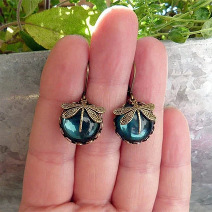 Stylish Crystal Antique Gold Earrings - Amarae-Blue-Nora Luxe