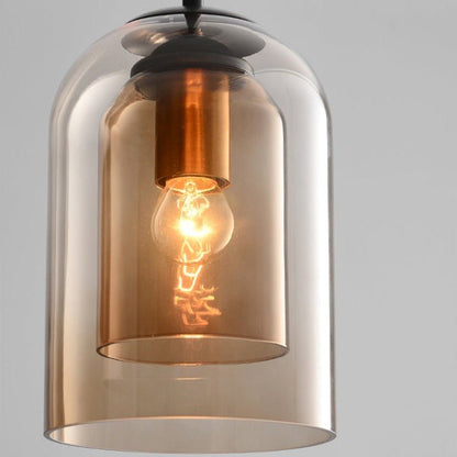 Stylish Double Glass Pendant Lamp - AuraGlas-Smoke grey-Nora Luxe