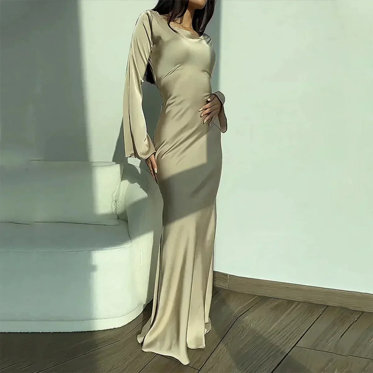 Stylish Dress with Long Sleeves - Sophia-White-XS-Nora Luxe